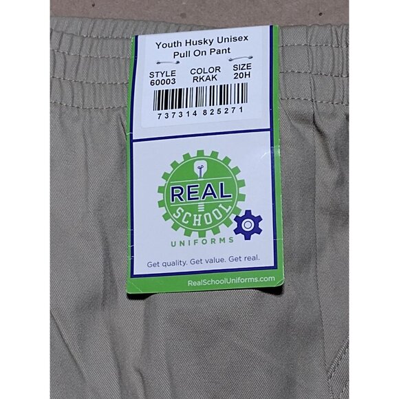 Real School Unisex School Youth Husky Uniform Jogger Pull on Pant Size 20 H Khak - Picture 2 of 5